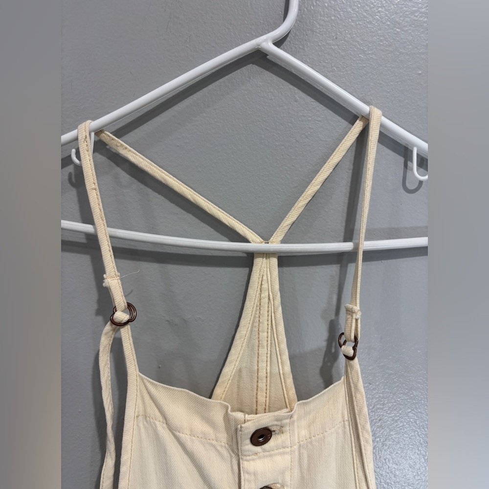 Anthropologie Pilcro Denim Overalls Cream size 25 adjustable straps - Picture 5 of 8
